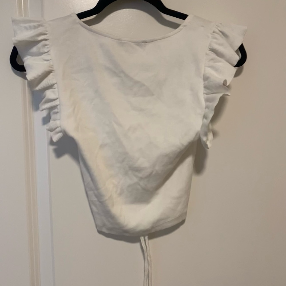 ZARA White Ruffle crop top size M